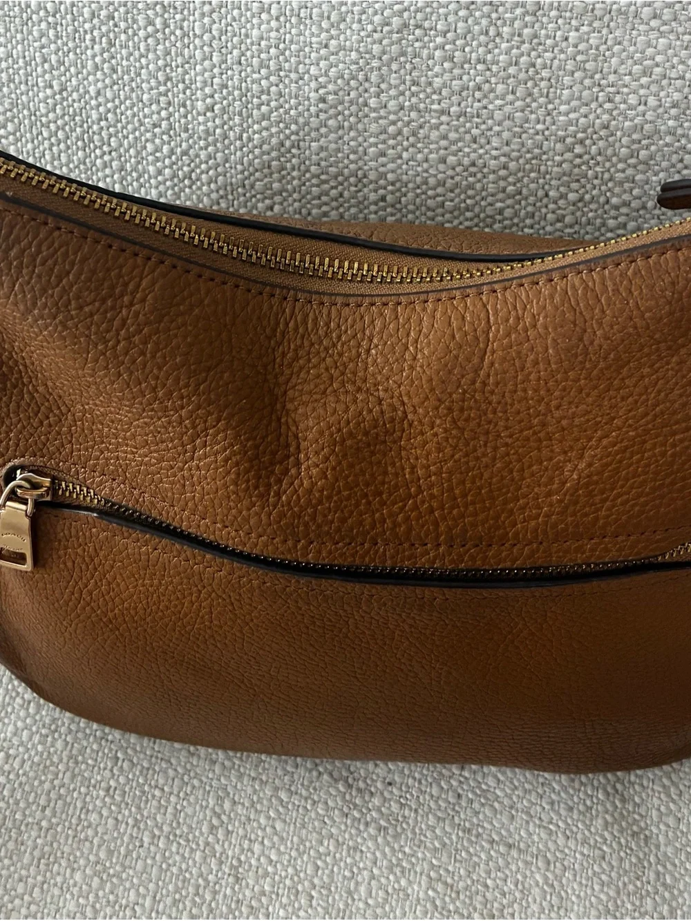 Coach EUC Ellie File Bag Pebbled Leather Crossbody Light Saddle N9G2278-C1648